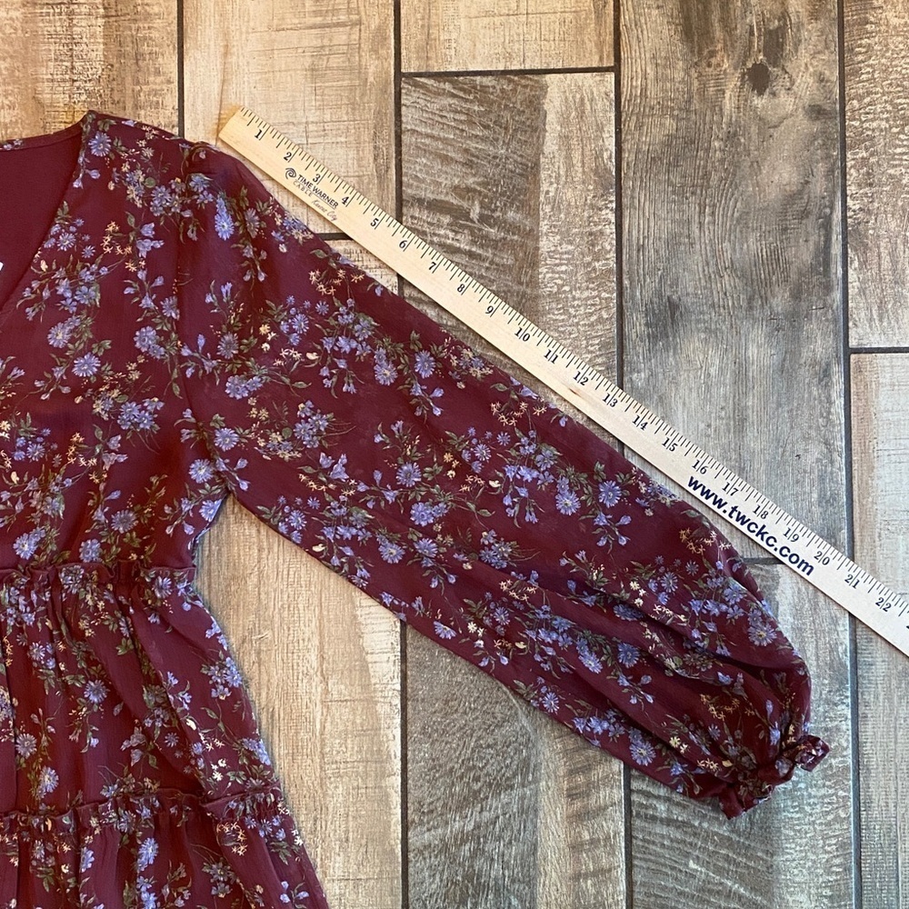 Inspired Hearts Floral Tiered Babydoll Dress Floral Long Sleeve Dress 🆕 - Picture 7 of 13